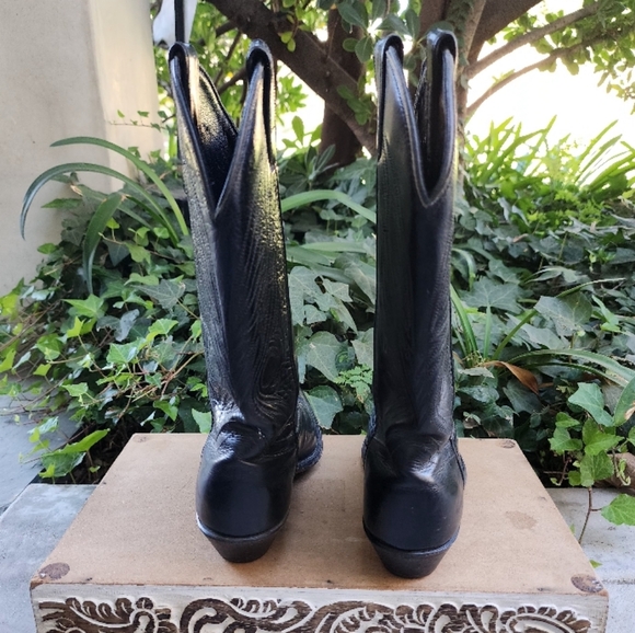Code West Vintage Black Leather Cowboy Boots - Picture 5 of 9